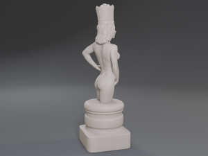 white chess female queen Modèles 3D en vedette