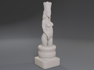 white chess female queen Modèles 3D en vedette