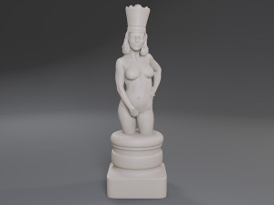 white chess female queen Modèles 3D en vedette