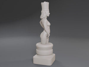 white chess female queen Modèles 3D en vedette