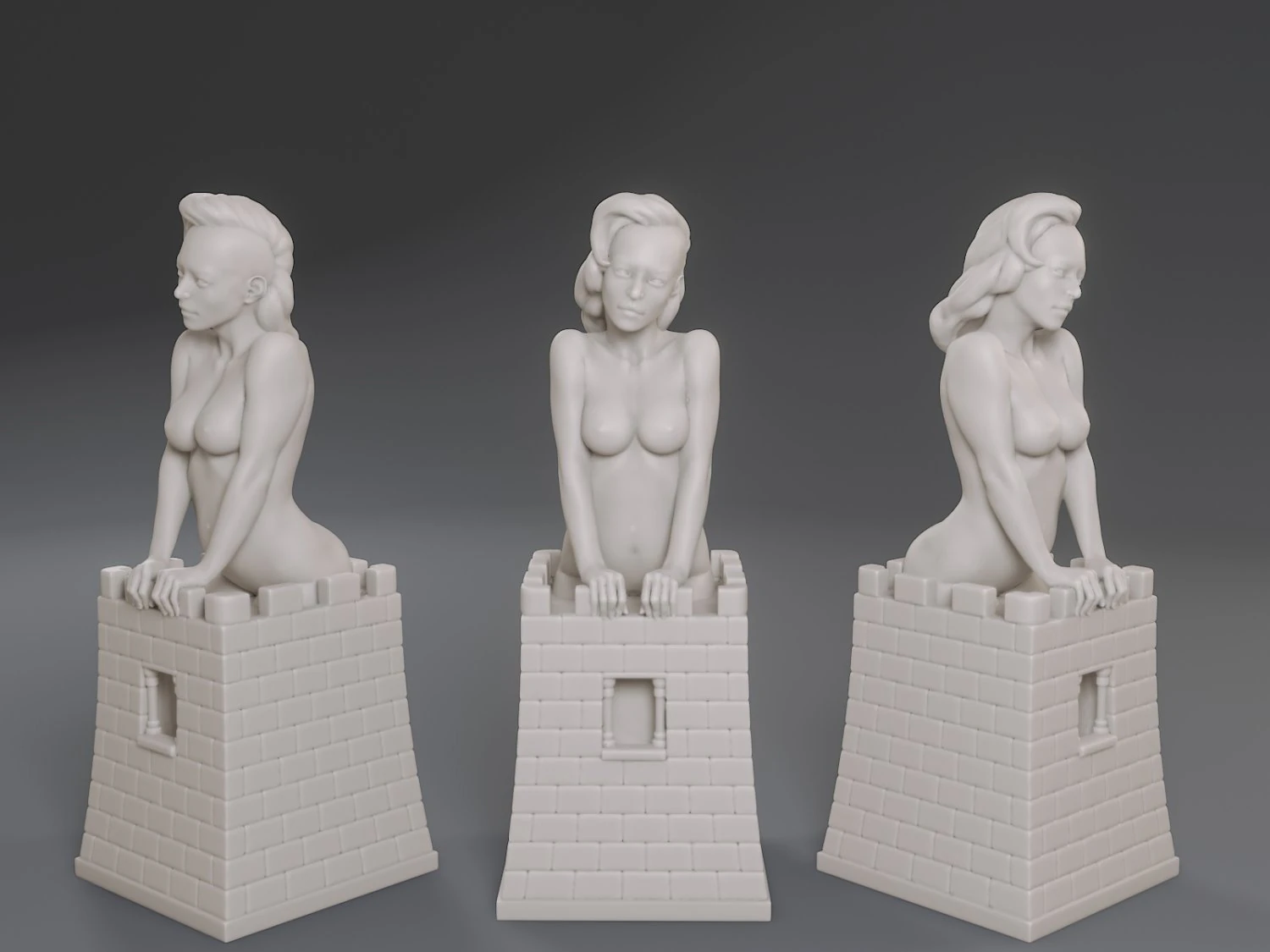 white chess female rook 3D Print Model .c4d .max .obj .3ds .fbx .stl .blend