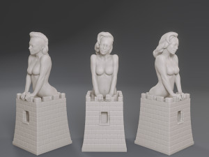 white chess female rook 3D Print Model