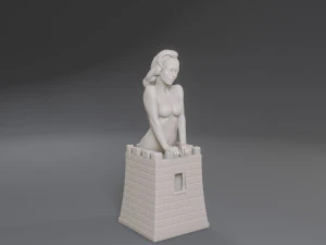 white chess female rook 3D Print Model