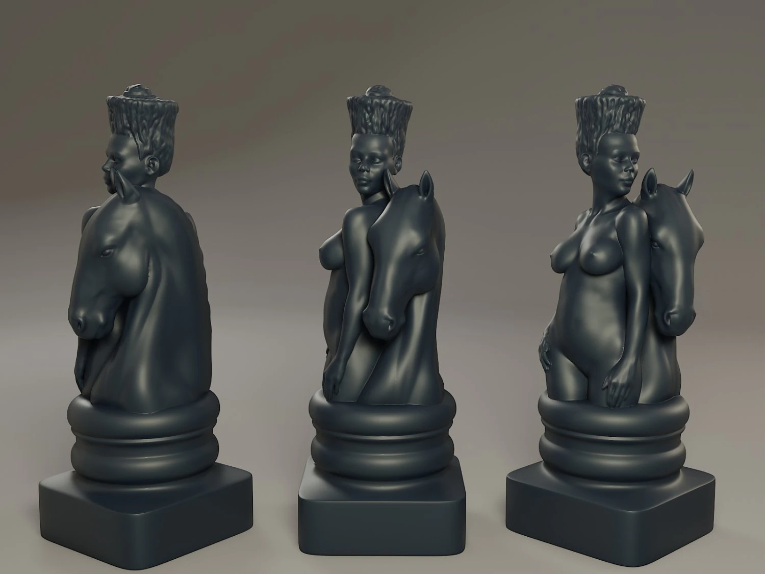 black chess female knight 3D Print Model .c4d .max .obj .3ds .fbx .stl .blend 