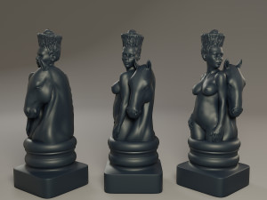 black chess female knight 3D Print Model