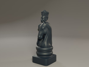 black chess female knight 3Dプリントモデル