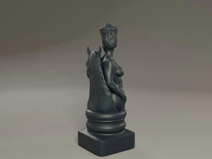 black chess female knight 3D Print Model