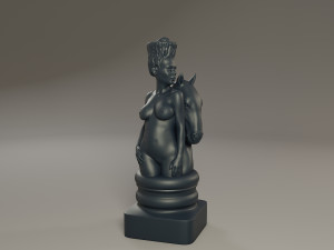 black chess female knight 3Dプリントモデル