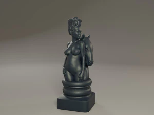black chess female knight 3D Print Model
