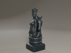 black chess female knight 3Dプリントモデル