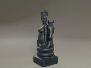 black chess female knight 3D Print Model