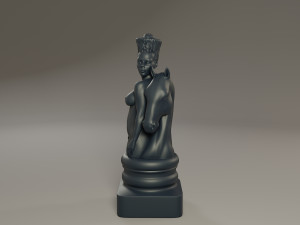 black chess female knight 3Dプリントモデル