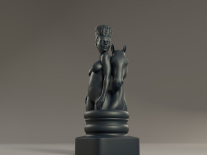 black chess female knight 3Dプリントモデル
