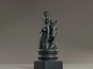 black chess female knight 3D Print Model