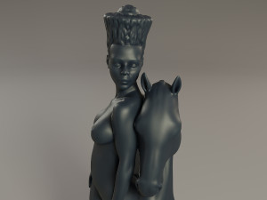 black chess female knight 3Dプリントモデル