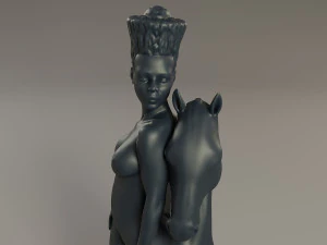 black chess female knight 3D Print Model