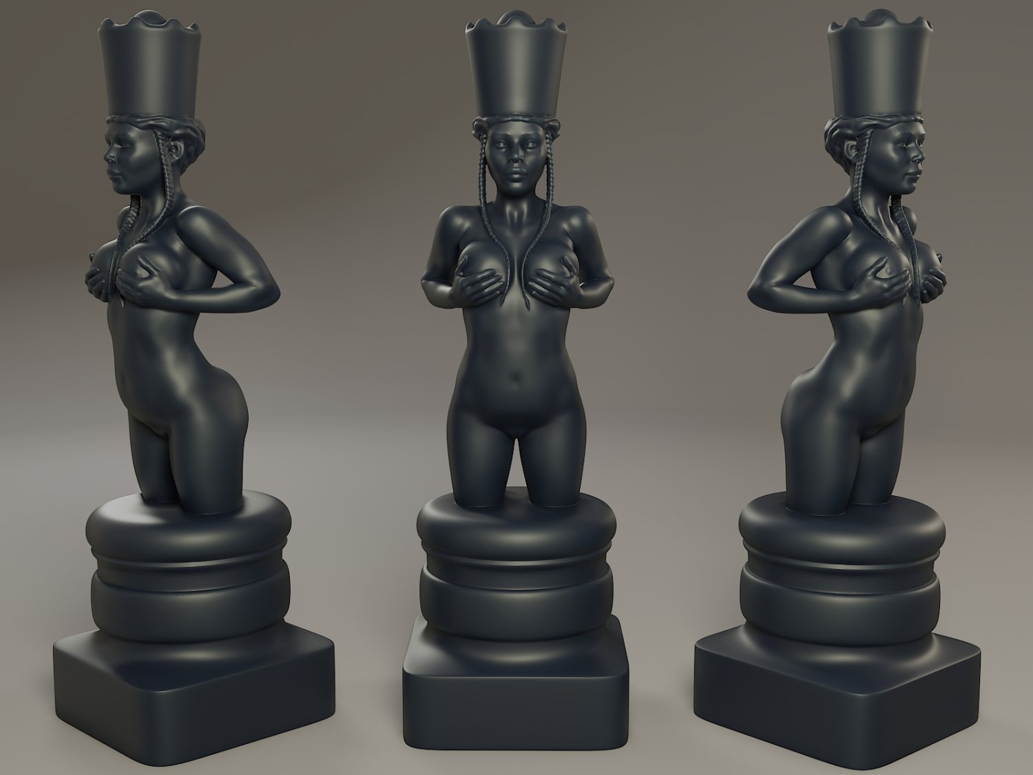 Black Chess Female Queen 3d Model In Sculpture 3dexport