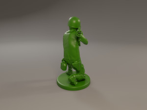 american soldier ww2 shoot crouched a4 3D Print Model