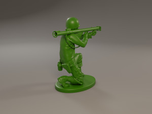 american soldier ww2 shoot crouched a4 3D Print Model
