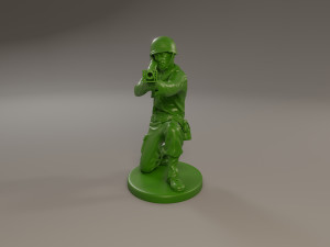 american soldier ww2 shoot crouched a4 3D Print Model