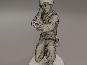 american soldier ww2 shoot crouched a4 3D Print Model