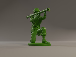 american soldier ww2 shoot crouched a4 3D Print Model