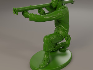 american soldier ww2 shoot crouched a4 3D Print Model