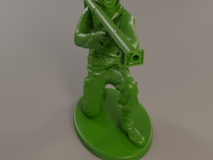american soldier ww2 shoot crouched a4 3D Print Model