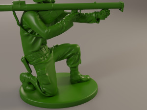 american soldier ww2 shoot crouched a4 3D Print Model