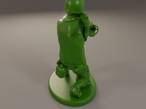 american soldier ww2 shoot crouched a4 3D Print Model