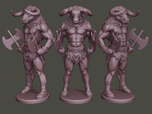 minotaur warrior stand two axes 3D Print Model