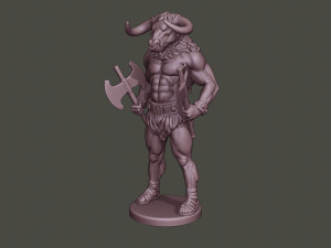 minotaur warrior stand two axes 3D-Druckmodell