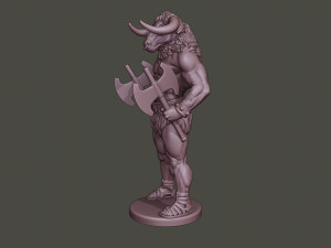minotaur warrior stand two axes 3D-Druckmodell