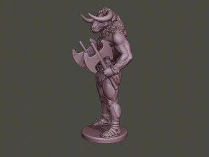 minotaur warrior stand two axes 3D Print Model