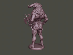 minotaur warrior stand two axes 3D-Druckmodell