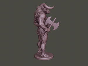 minotaur warrior stand two axes 3D-Druckmodell