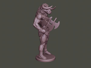 minotaur warrior stand two axes 3D-Druckmodell