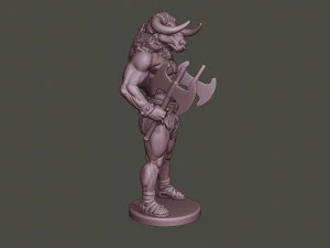 minotaur warrior stand two axes 3D Print Model
