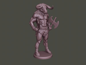 minotaur warrior stand two axes 3D-Druckmodell