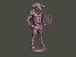 minotaur warrior stand two axes 3D Print Model