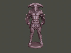 minotaur warrior stand two axes 3D-Druckmodell