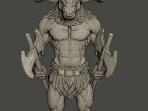 minotaur warrior stand two axes 3D-Druckmodell