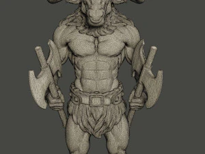 minotaur warrior stand two axes 3D Print Model