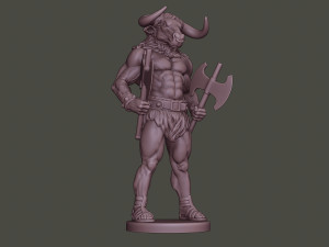 minotaur warrior stand two axes 3D-Druckmodell