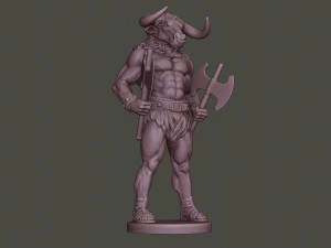 minotaur warrior stand two axes 3D Print Model