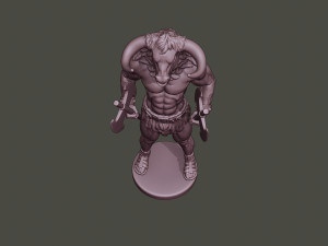 minotaur warrior stand two axes 3D-Druckmodell
