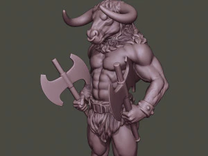 minotaur warrior stand two axes 3D Print Model