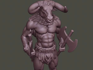 minotaur warrior stand two axes 3D Print Model