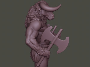 minotaur warrior stand two axes 3D-Druckmodell