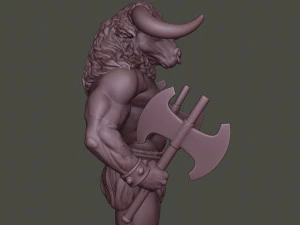minotaur warrior stand two axes 3D Print Model
